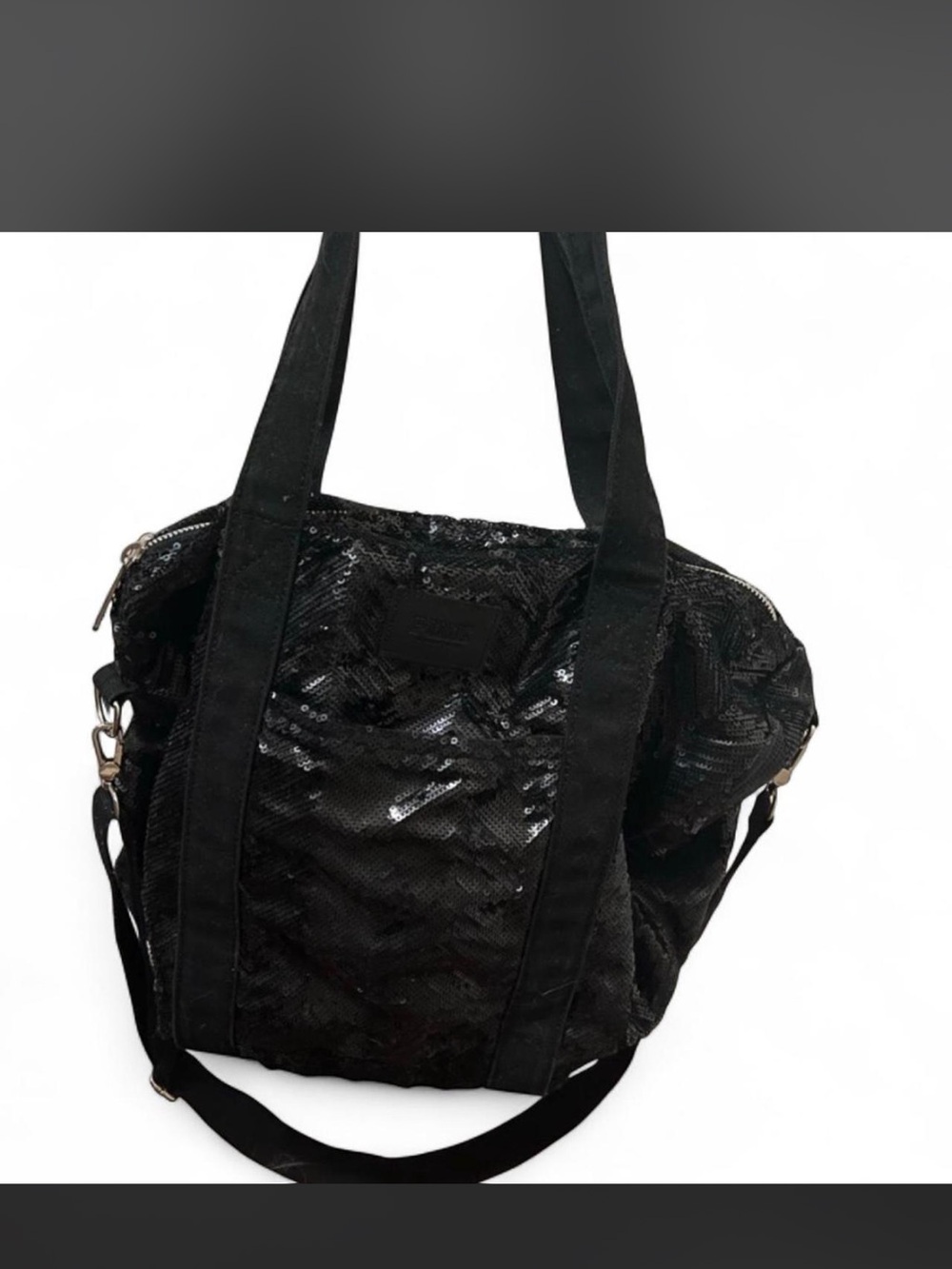 RARE- VS PINK Black Sequin Tote Bag with Shoulder Strap